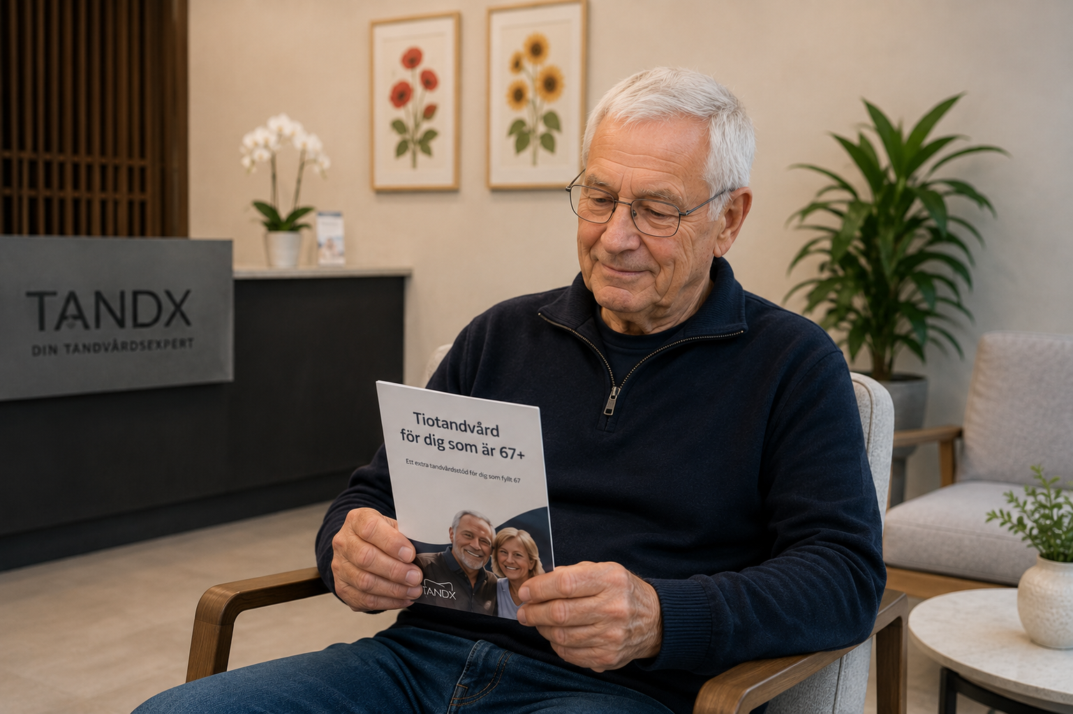 Äldre patient hos Tandx i Kinna